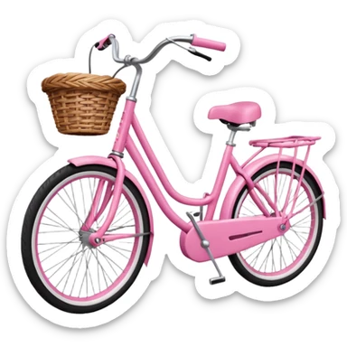 pink city bike with wicker basket Swedish style sticker