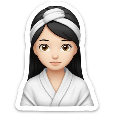 Menina de cabelo liso médio preto com olhos castanhos puxado com toalha de banho  sticker