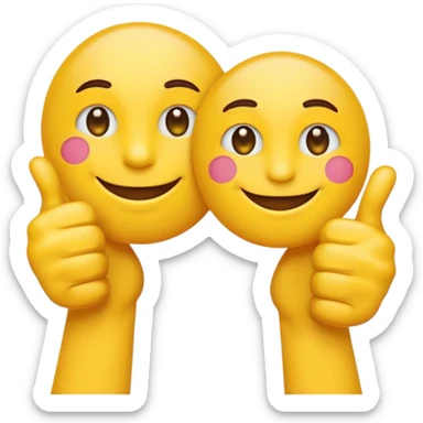 round emoji with a thumbs up and 'we back' text, playful style sticker