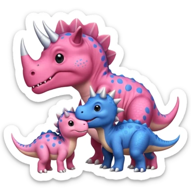 2 Dino one Triceratops cute pink kawei in love with one Blue t-Rex  one should be an triceratops  sticker