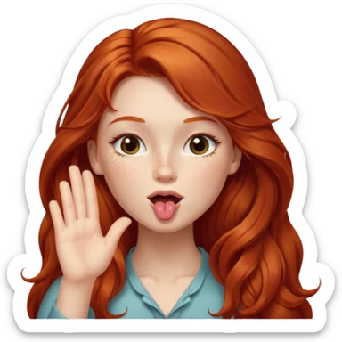 Long haired redhead winking & blowing kisses sticker
