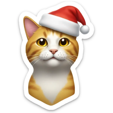 Yellox cat eith santa hat sticker