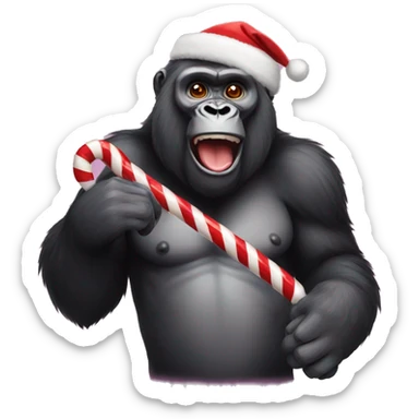 Gorilla with candy cane  sticker