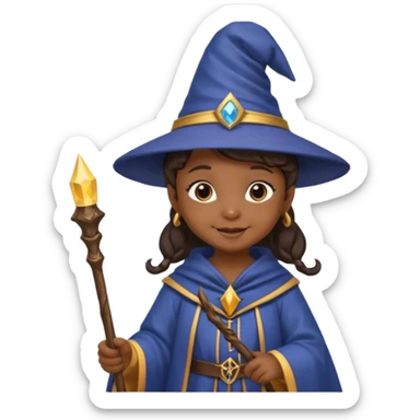 black baby girl wizard with staff sticker