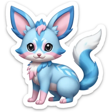 Rare realistic cute adorable epic aesthetic colorful Amaura-Sylveon-Glaceon-Civet-Genet-species-Fakemon-hybrid-creature, with markings, full body sticker
