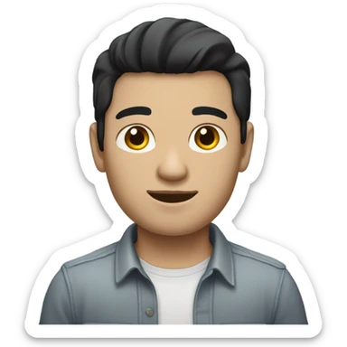 man with white skin and black hair, wear casual shirt  sticker