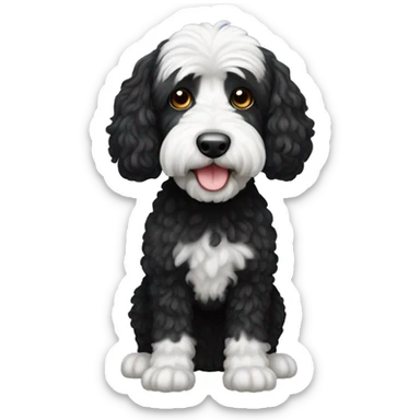 Black cockapoo full body small white stripe  sticker