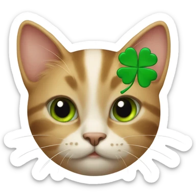 Cat with a four leaf clover sticker