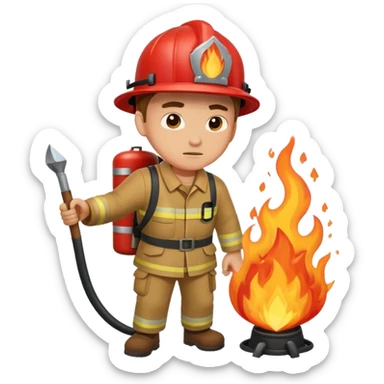 человек тушит огонь sticker