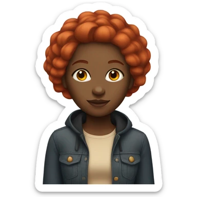 black girl with straight shoulder length red hair  sticker