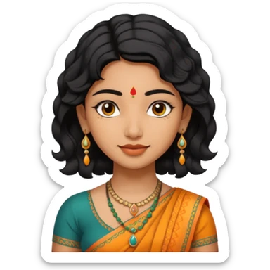 Indian fat girl south Indian wavy short black hair tan darker skin sticker