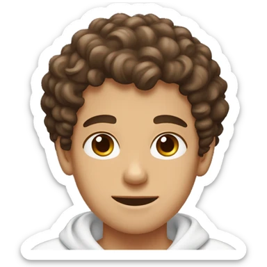 A white boy with curly brown hair and brown eyes, doing skincare. sticker