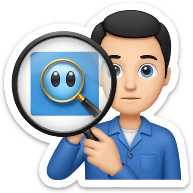 analizzando test blu foglio lente di ingrandimento sticker