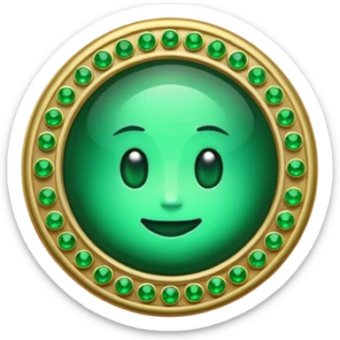 Create a custom emoji badge featuring a stylized, letter “S”. Theme it according to the Emerald rank from League of Legends. Use deep green gemstones, bright emerald glows, and polished metallic framing. Luxurious and clean.
 sticker