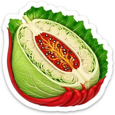 spicy napa cabbage cross-section all red with chili seasoning no face sticker