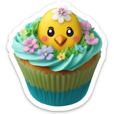 beautifully decorated Easter chick cupcake sticker