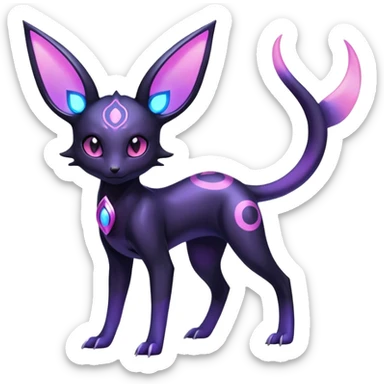 Shiny Ethereal Celestial Futuristic Modern Cyber-Salandit-Umbreon-Espeon-Hybrid (Full body) sticker