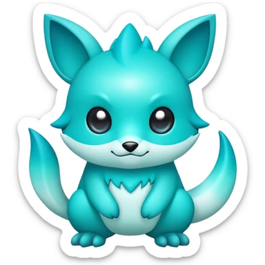 Cute cool edgy kawaii Turquoise-gradient fakemon-creature sticker