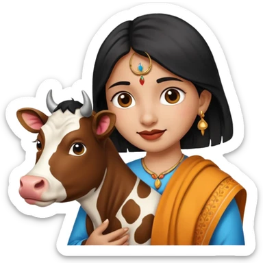 Indian girl with cow sticker