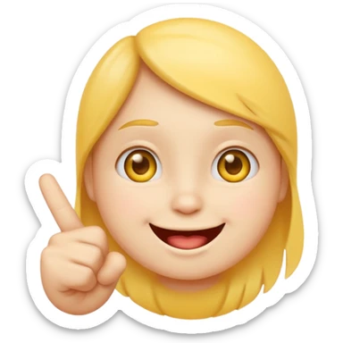 cute and sweet emoji with a yellow round face, smiling eyes, humorous and playful expression, showing middle finger gesture sticker
