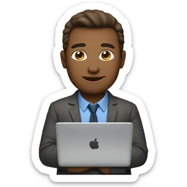 use the same image of the man working on laptop but lighten the skin tone to light brown sticker