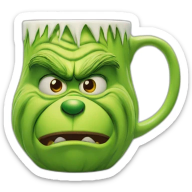 Grinch face shaped mug sticker