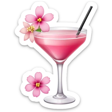 Pink Cocktail with flowers  sticker