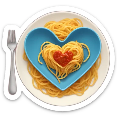 Spaghetti with sauce on heart shape plate sticker