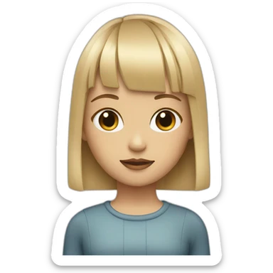 A blonde girl with a fringe and a square haircut sticker