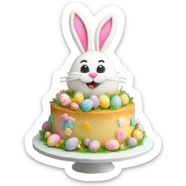 beautifully decorated 2 tier Easter bunny cake sticker