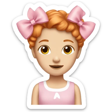 girl with ginger hair and two pink bows sticker