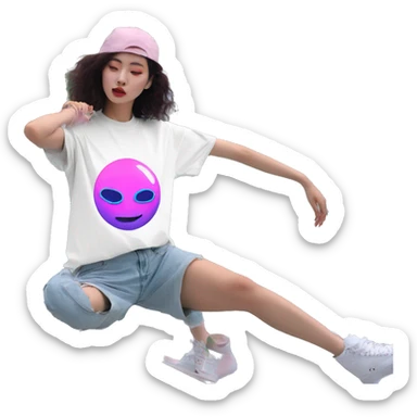 Vaporwave person dancing Skater fashion aesthetic baggy clothes graphic t shirt 420 sticker