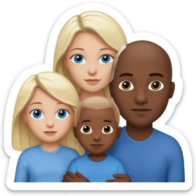 Eigene Familienbild mit 3 Personen; Frau mit dunklen Augen und dunkle lange Haare; Vater mit Vollglatze und Blaue Auge und ohne Brille;  kleinkind mit blonden Haaren und dunklen Augen und ohne Brille sticker