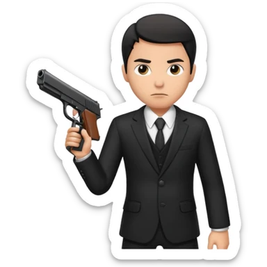 mafia human in black with a gun sticker