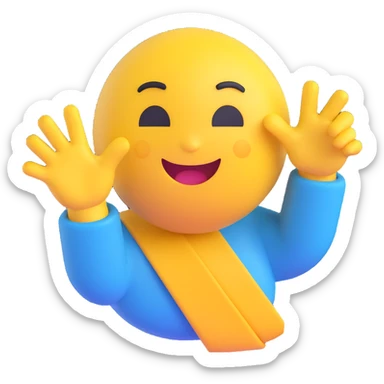A classic yellow round emoji-style face using both hands to point at itself, with a proud or playful expression. The gesture clearly means "me" or "myself". Simple cartoon style on a clean background sticker