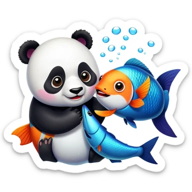 Good morning panda and fish sticker