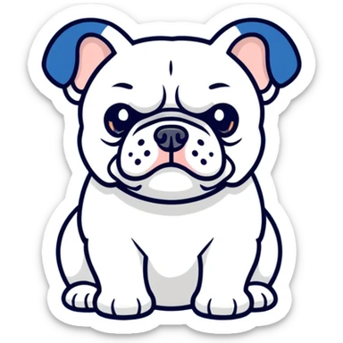mini bulldog, blue and white sticker