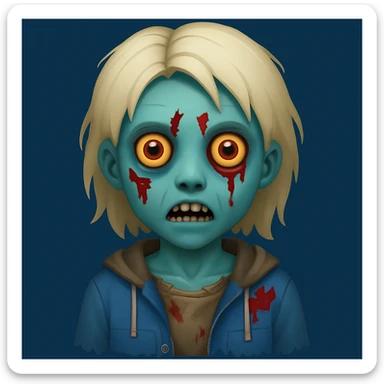 zombie girl emoji in blue sticker