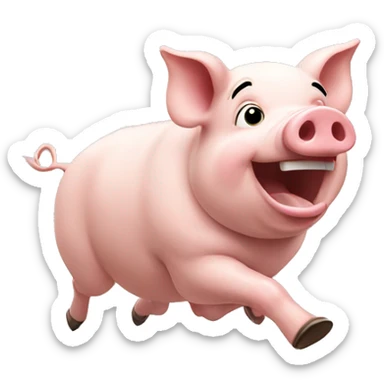 Pig running sticker