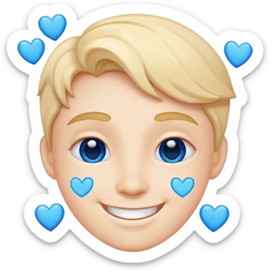 A happy face with blue hearts  sticker