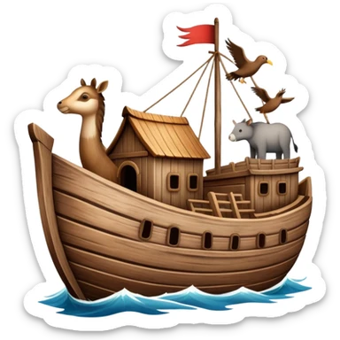 Noah's ark wooden boat with animals sticker
