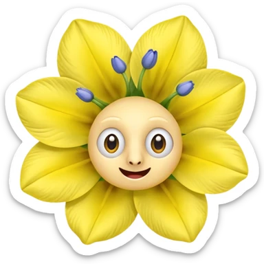 five leaved yellow anemone eyes mouth sticker