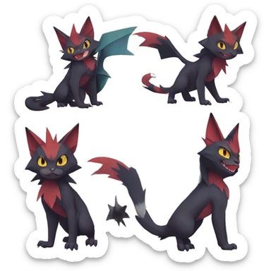 Edgy Cute Cool Kawaii Litten-Noivern-Zoroark-Torracat-Noibat-Pokémon Full Body sticker