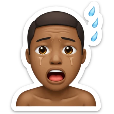 Black person crying with moutj wide open frowning sticker