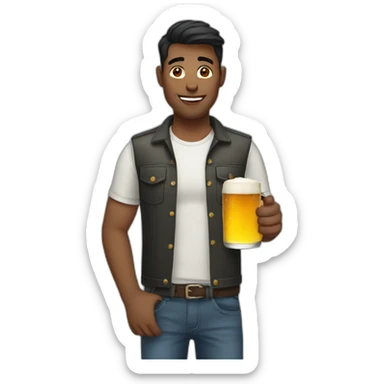 Gay male holding a beer sticker