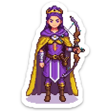 Archer Queen from Clash Royale with crossbow and purple cape sticker