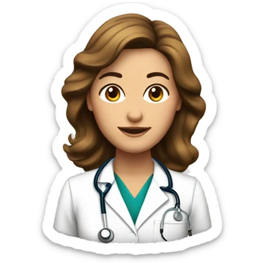 doctora de piel blanca con pelo castaño ondulado y largo sticker
