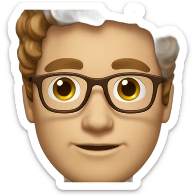 a beautiful male model with brown medium hair and glasses sticker