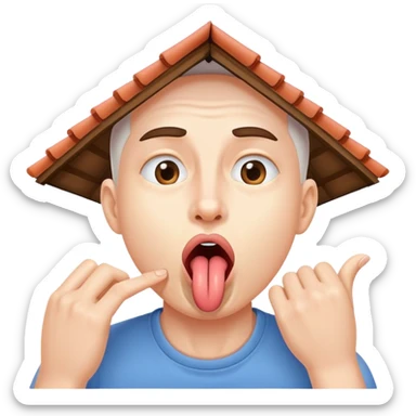 person practicing facial exercise mewing with tongue against roof of mouth sticker