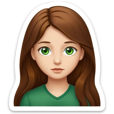 Girl with long brown hair and green eyes  sticker